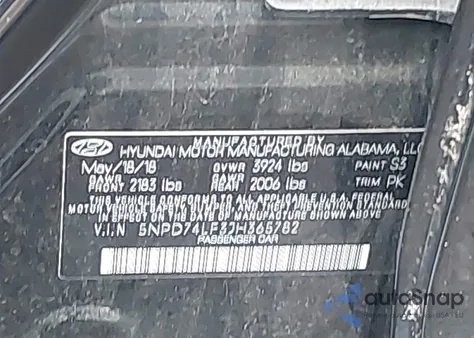 2018 Hyundai Elantra Se from USA, damaged, VIN 5NPD74LF3JH365782